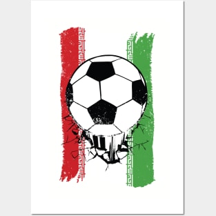 Vintage Iranian Flag with Football // Iran Soccer Posters and Art